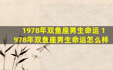 1978年双鱼座男生命运 1978年双鱼座男生命运怎么样